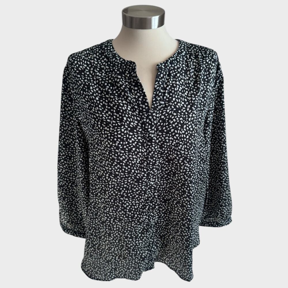 Jachs Girlfirend Large Black White Patterned Shirt Polyester